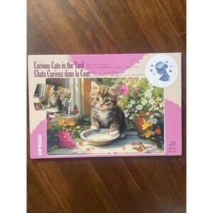 Curious Cats in the Yard 13 Piece Tray Jigsaw Adult Puzzle Quokka New Memory